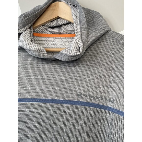 Vineyard Vines Striped Sankaty Hoodie Men’s L Gray On-The-Go Performance Sailing - Picture 4 of 16